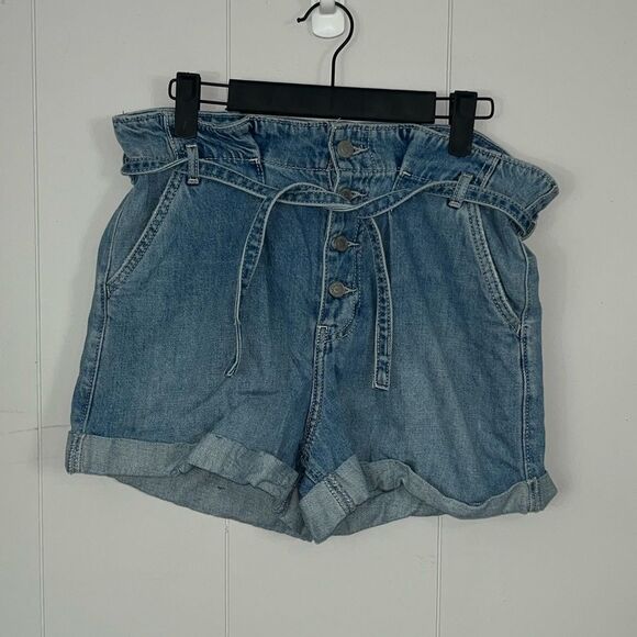 Hollister Ultra High Rise Paper Bag Denim Blue Jean Cotton Shorts Size 11/30 - Picture 8 of 8